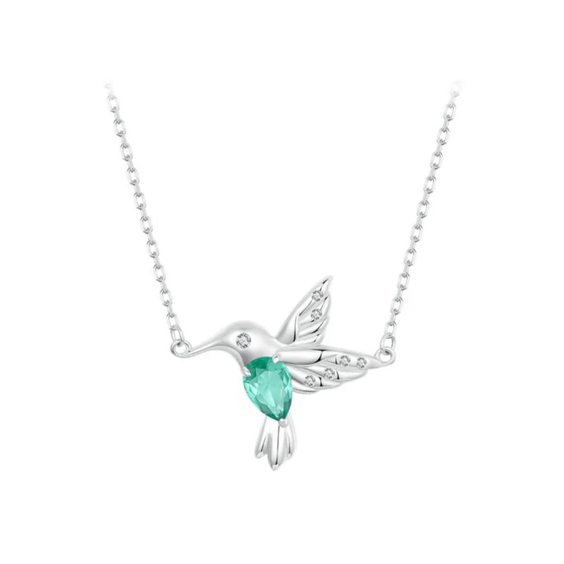 ALHAJAS - Collar Cadena Regalos Para Mujer Pájaro Colibrí En Plata 925