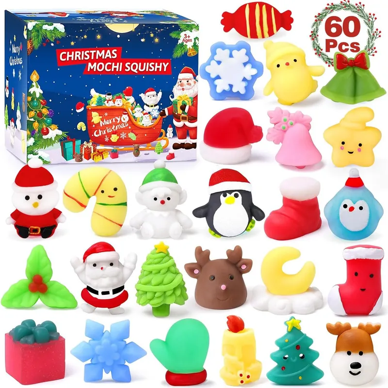 GENERICO - 60 Mini mochi Juguetes squishies antiestrés navidad