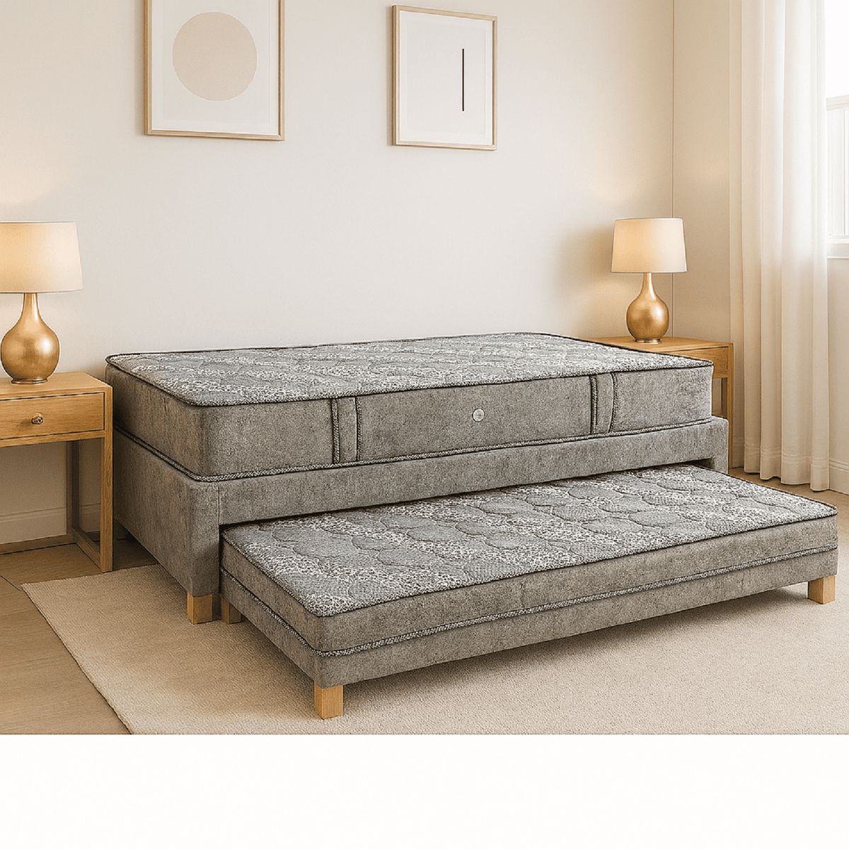 ESTILO Y CONFORT - Duplex con Colchón Ortopedico Gris Especial 120X190