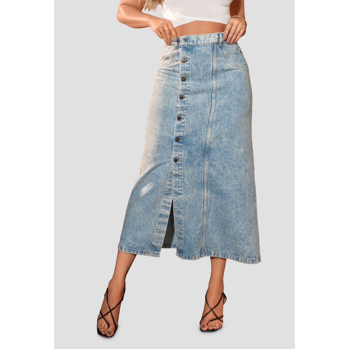 MARKETING PERSONAL - Falda Larga Mujer Azul Claro Mp 105528