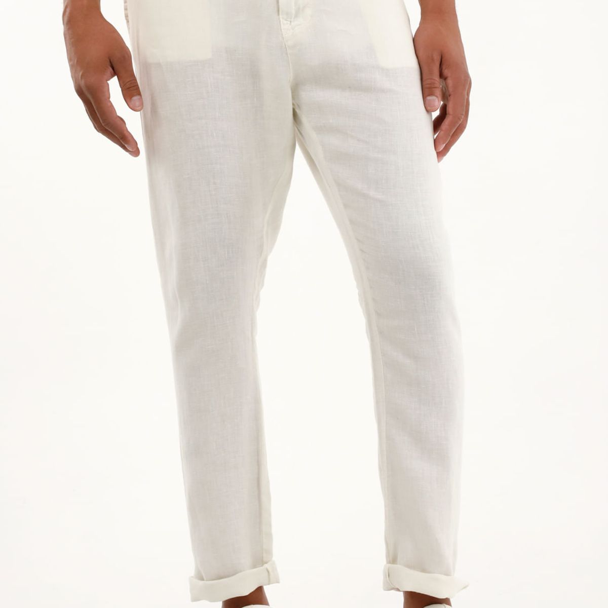 TENNIS - Pantalón tipo chino crudo en lino 100% para hombre