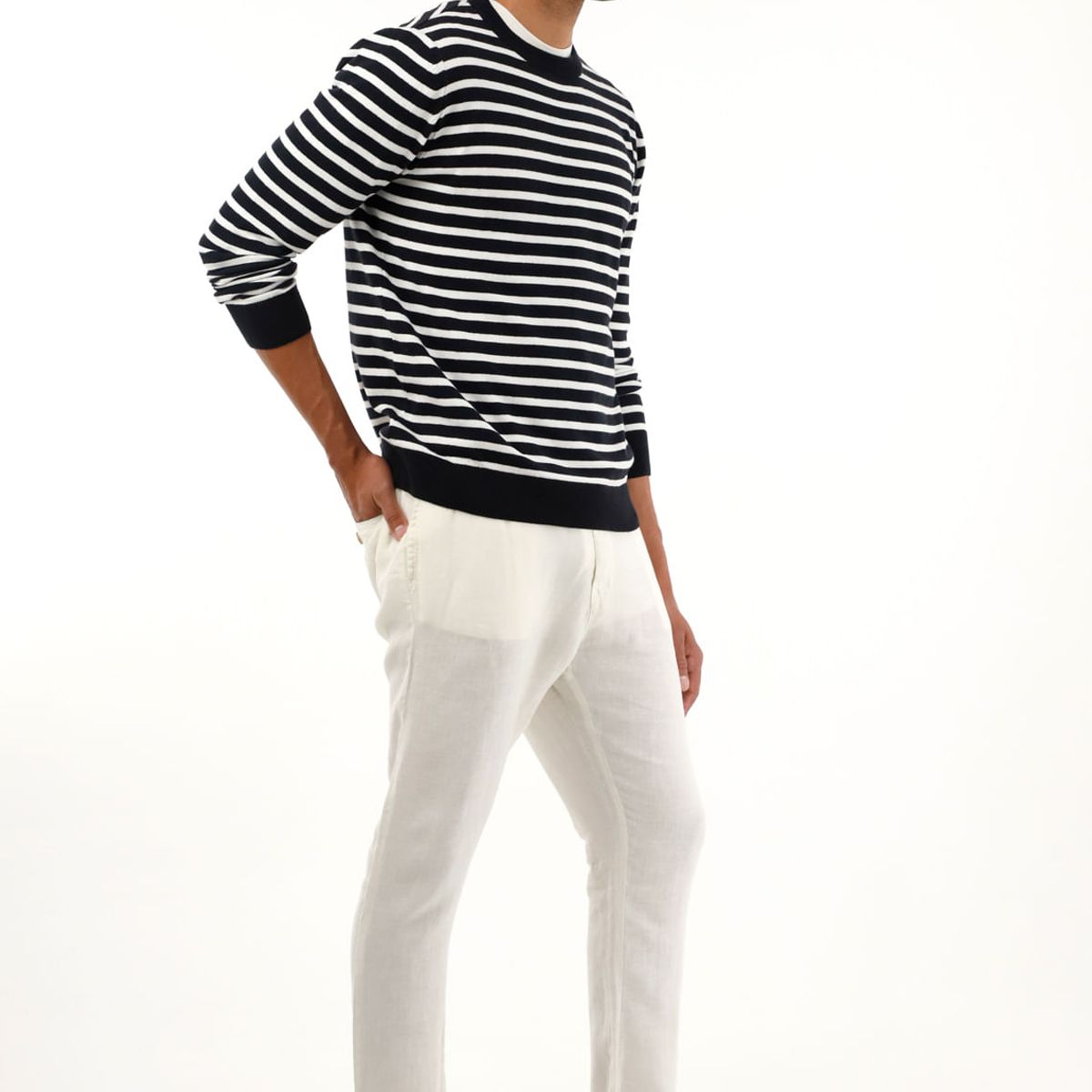 TENNIS - Pantalón tipo chino crudo en lino 100% para hombre