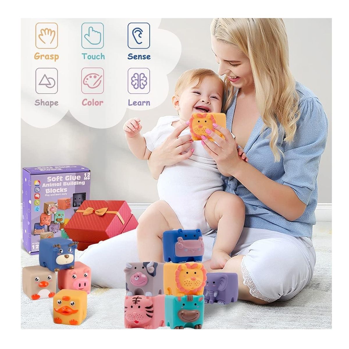 MUNDO BEBE - Juego  Didácticos Bloques De Silicona Para Bebe Niño Niña