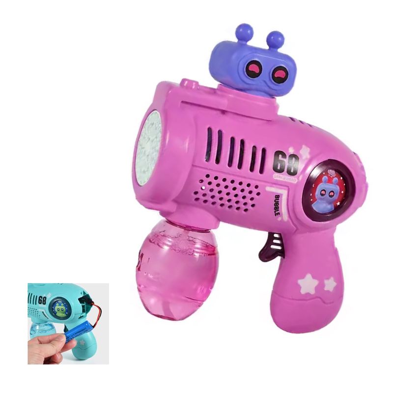 GENERICO - Pistola Burbujas Electrica Recargable  Luces Sonido Niños
