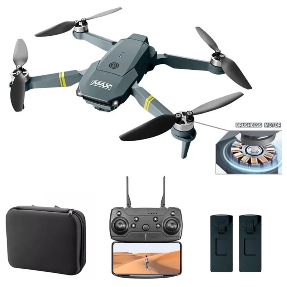 GENERICO - Drone 998max Motor Brusless Doble Camara 2 Baterias Estuche