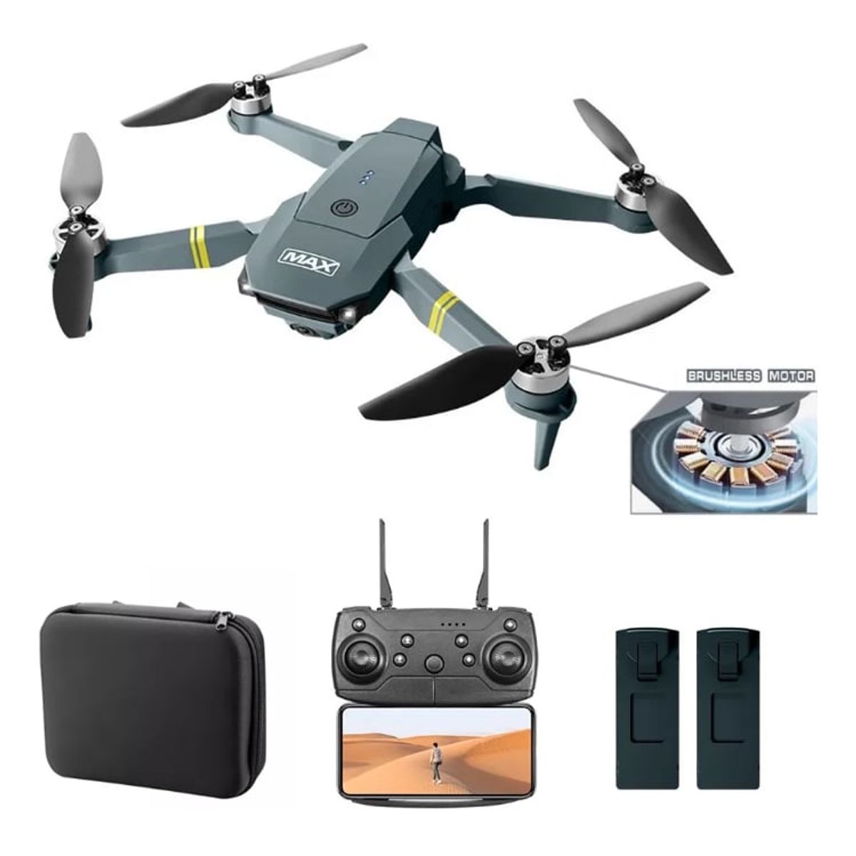 GENERICO - Drone 998max Motor Brusless Doble Camara 2 Baterias Estuche