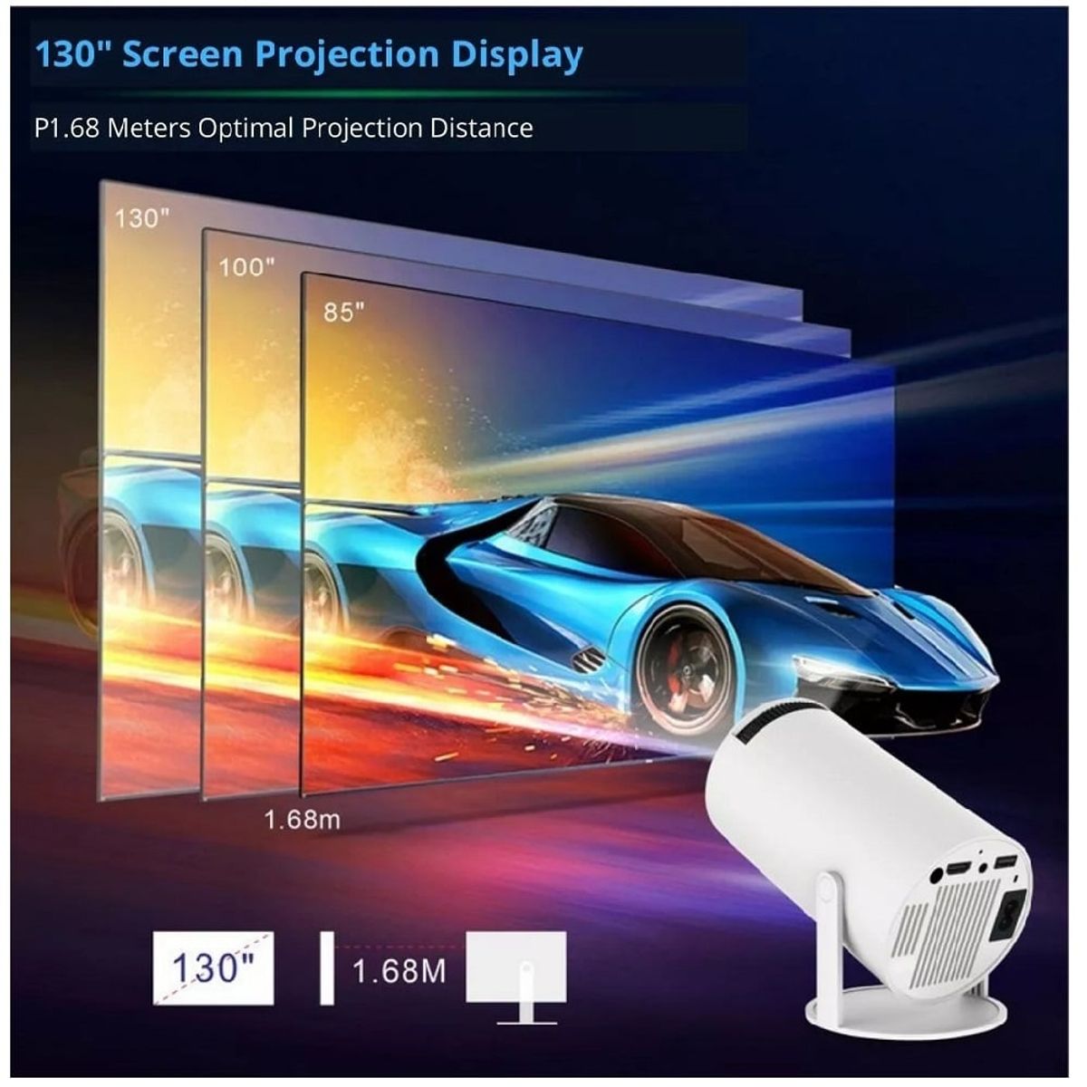 GENERICO - Mini Proyector Wi-Fi LED Smart Android 11 blanco 1080p