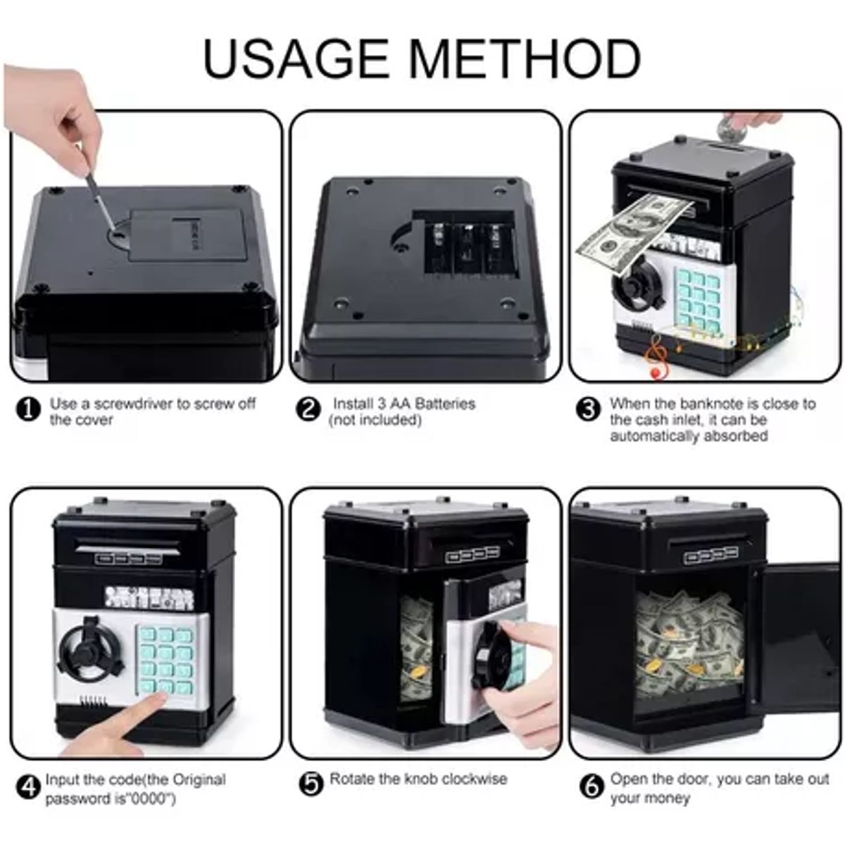 GENERICO - Alcancia Electrónica Roba Billetes Caja Fuerte Con Clave