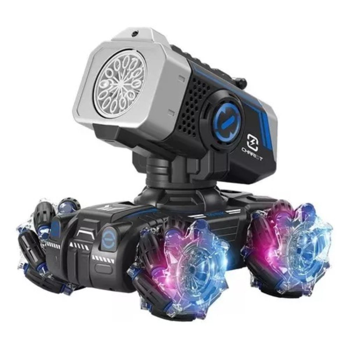 GENERICO - Carro Control Remoto Gira Cañón Lanza Burbujas Con Luz led