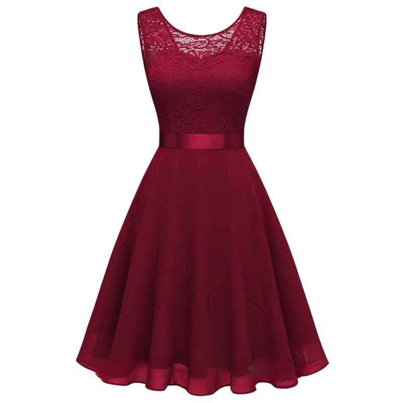 YURELKSHOP - VESTIDO FIESTA DE ENCAJE CORTO MUJER COCTEL
