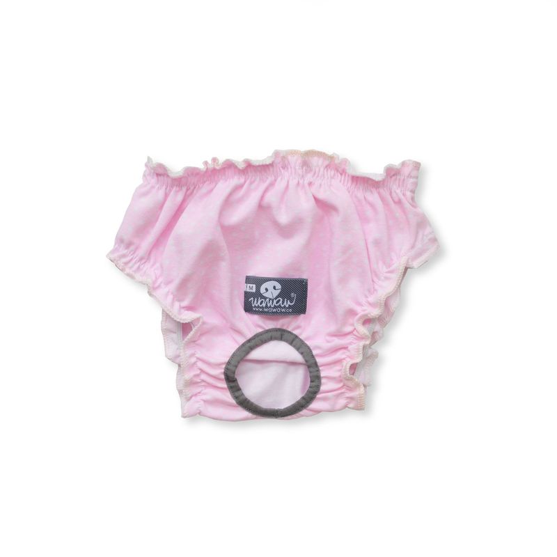 WAWAW - Calzones para perro talla M Rosa Lunares Blancos