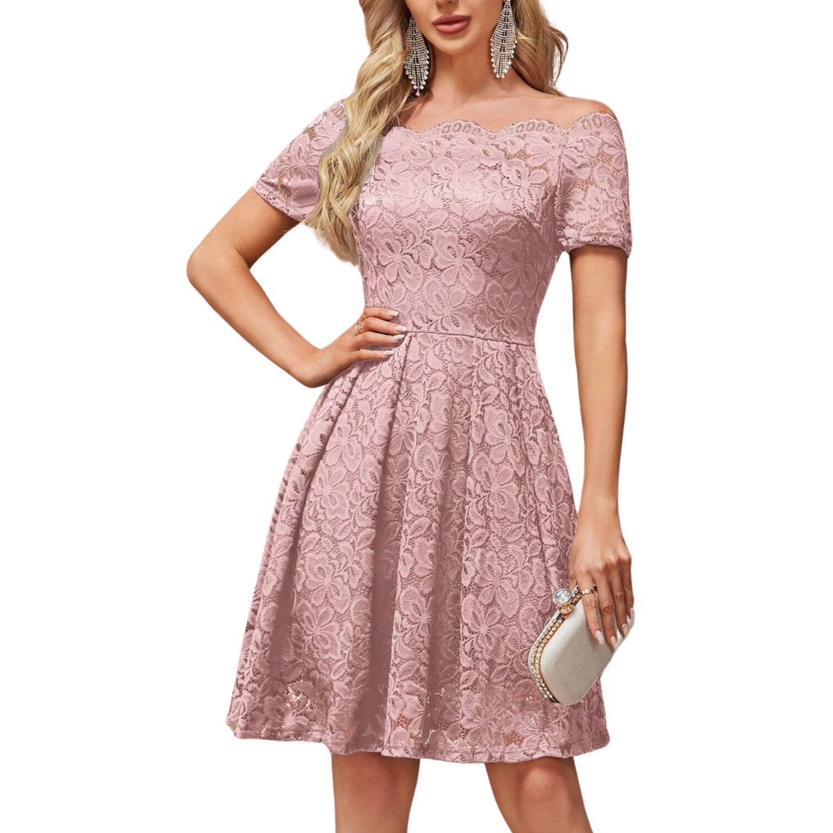 YURELKSHOP - VESTIDO FIESTA CORTO ENCAJE COCTEL MUJER CURVY PLUS