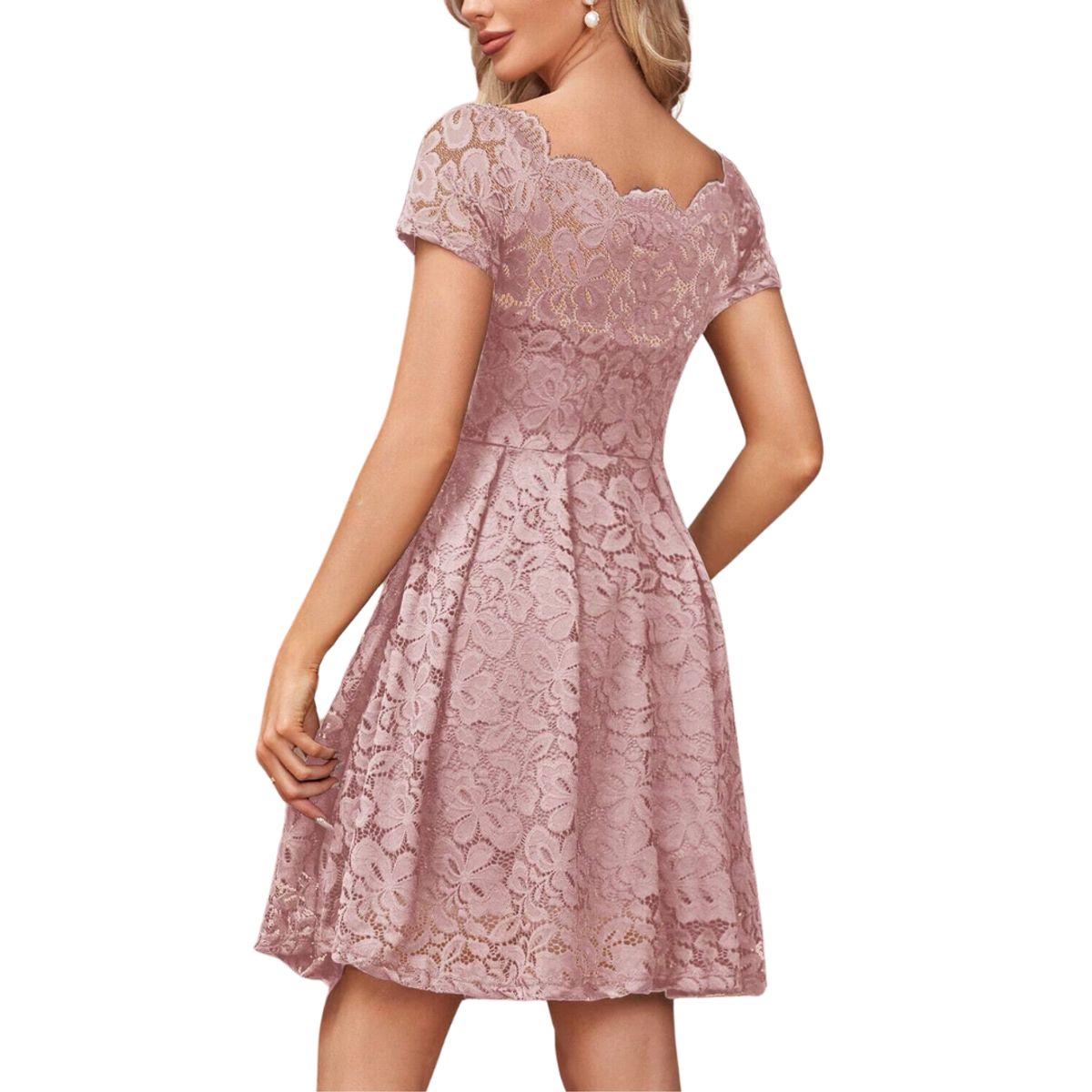 YURELKSHOP - VESTIDO FIESTA CORTO ENCAJE COCTEL MUJER CURVY PLUS