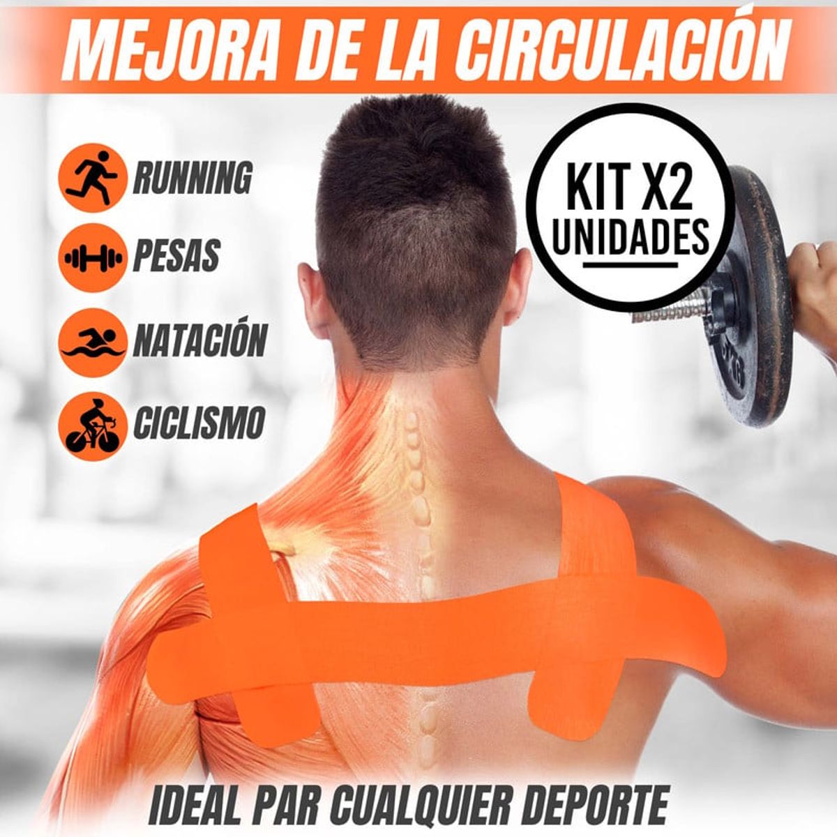 STYLE STARS - Set x2 Cinta Kinesiológica 5m Tape Deportivo Alivio Muscular