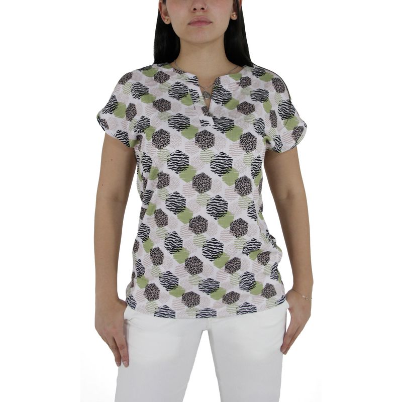 L Y H - Camiseta Para Mujer Manga 34 Verde Marca L&H