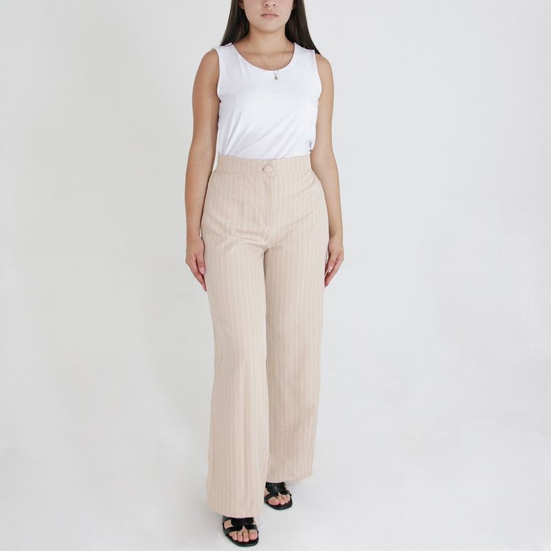 L Y H - Pantalon Para Mujer Beige Marca L&H