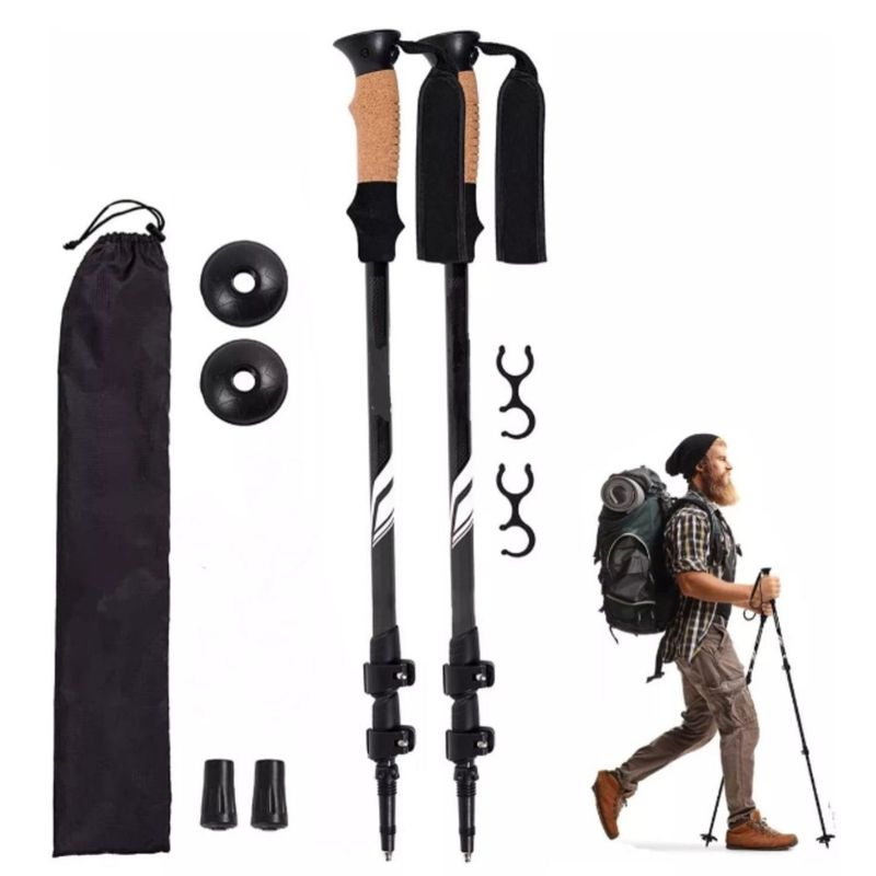 ONE PIXEL - Bastones de Senderismo X2 con Mango de Corcho Trekking