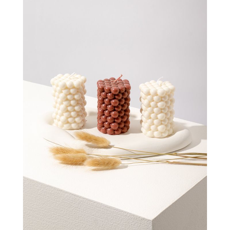 DECORACIONES ALE Y GABI - Juego de Velas Aromaticas Burbujita Unidades y Base