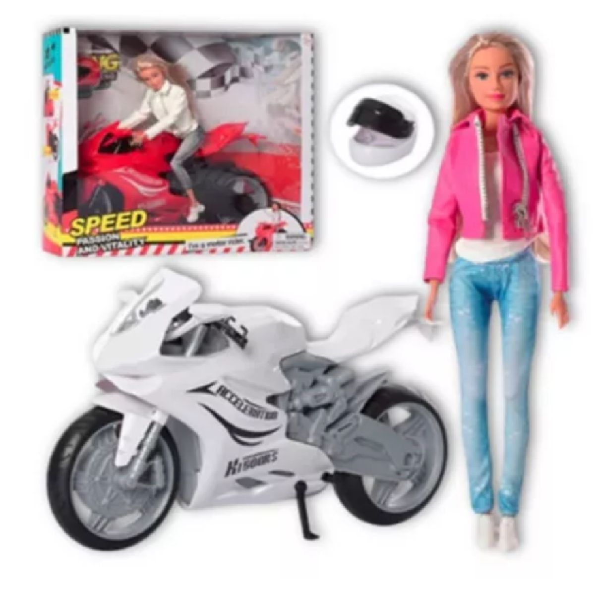 GENERICO - MUÑECA MOVIBLE ARTICULADA EN MOTOCICLETA