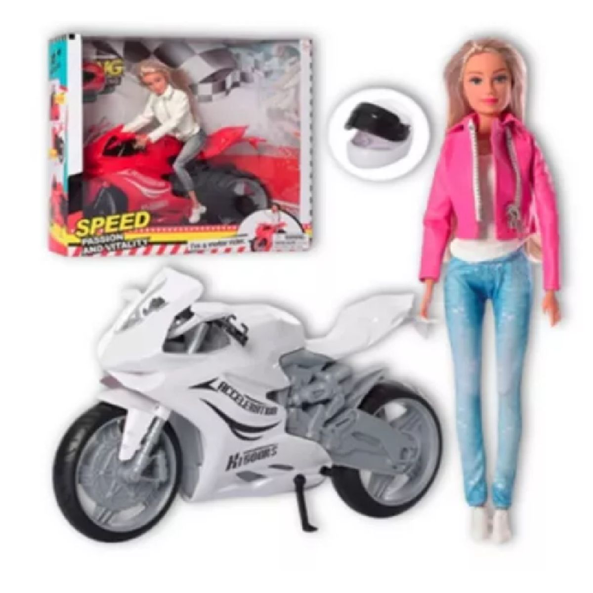 GENERICO - MUÑECA MOVIBLE ARTICULADA EN MOTOCICLETA