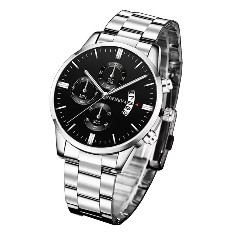 GENEVA - Reloj de Cuarzo Acero Inoxidable Reloj Elegante - Calendario - Plata