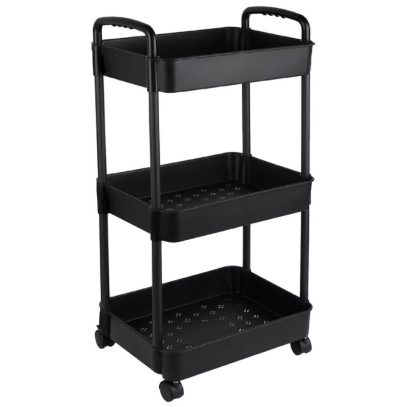 ONE PIXEL - Carrito Organizador Multiusos Nube 3 Niveles con Ruedas Negro