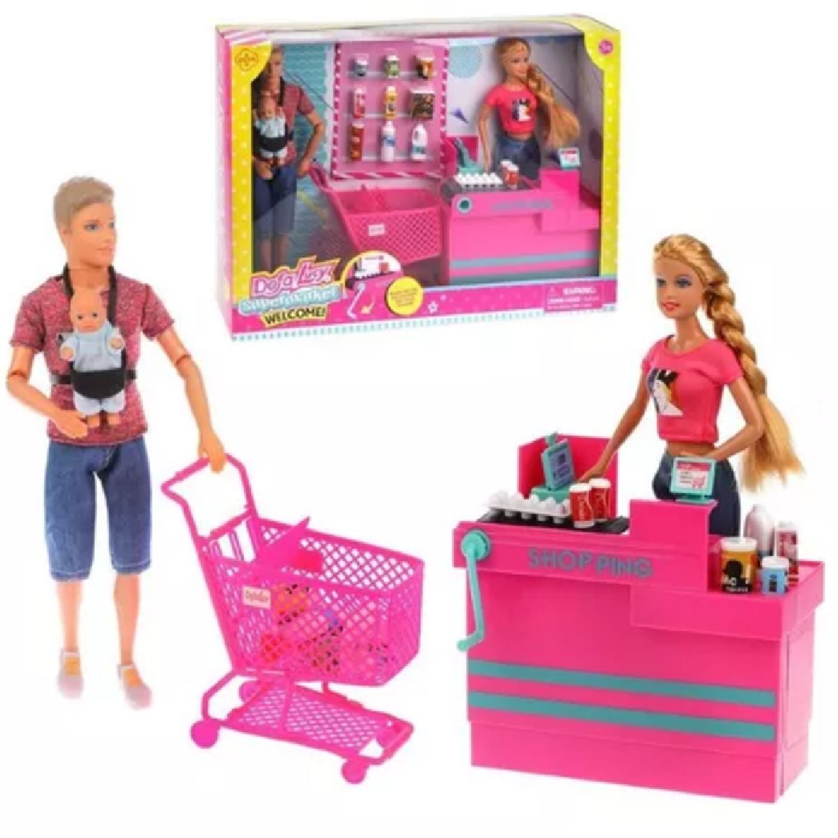 GENERICO - MUÑECA JUEGOS DE ROLES SUPERMECADO CON ACCESORIOS