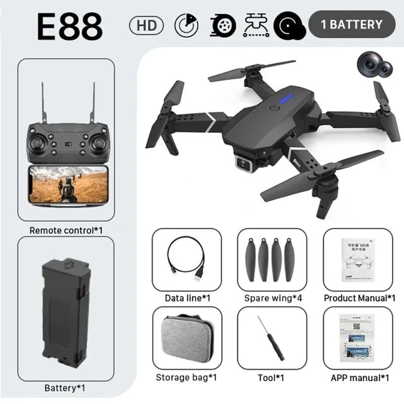 GENERICO - Dron E88 Pro Max Cámara Dual