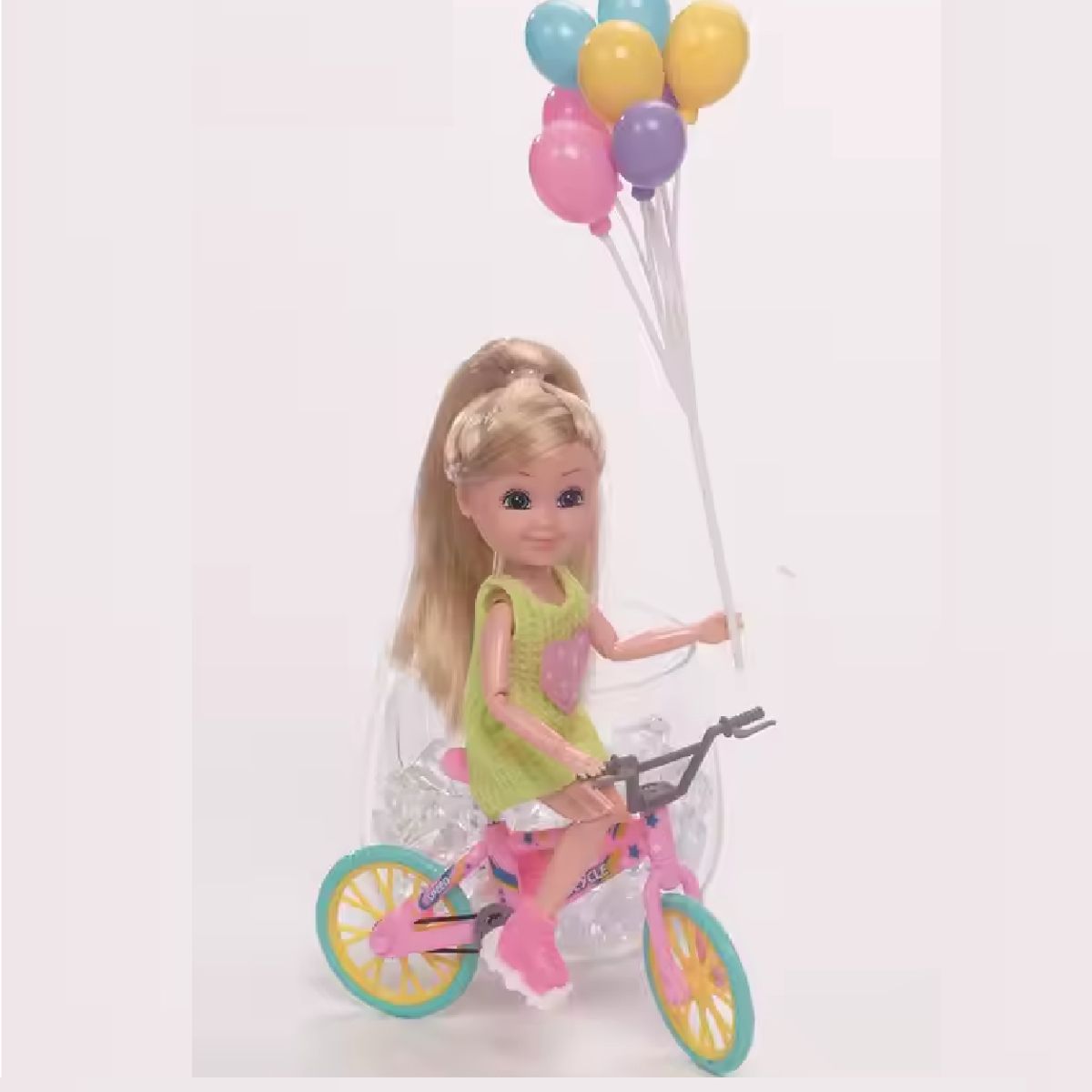 GENERICO - MUÑECA BICICLETA CON BEBE Y ACCESORIOS VARIADOS
