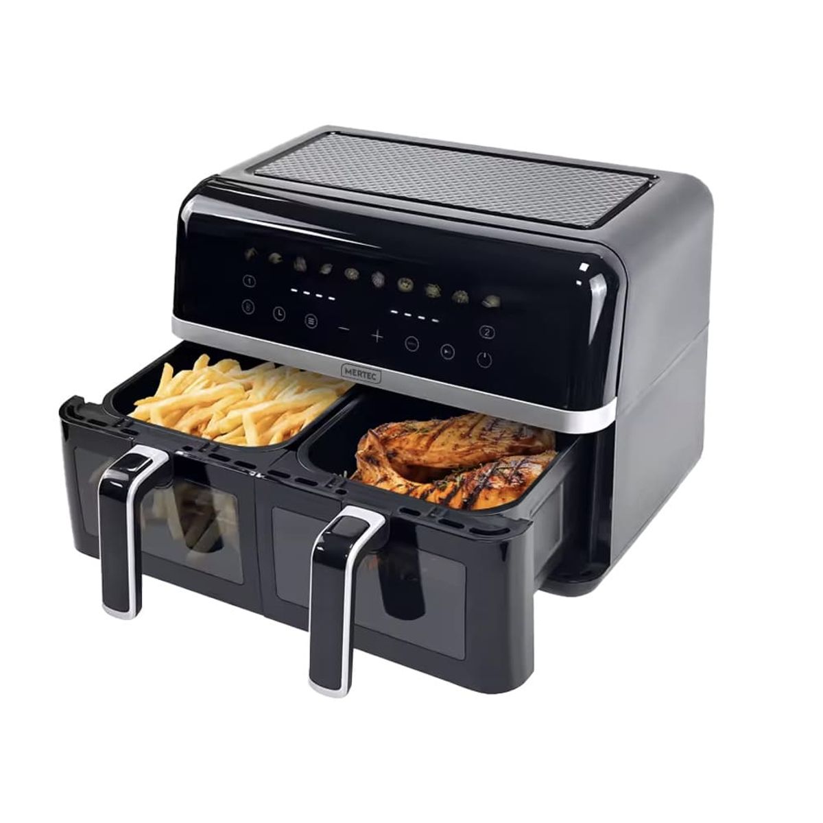 MERTEC - Freidora de Aire Digital Mertec 9 Litros Doble Canasta 11 Funciones