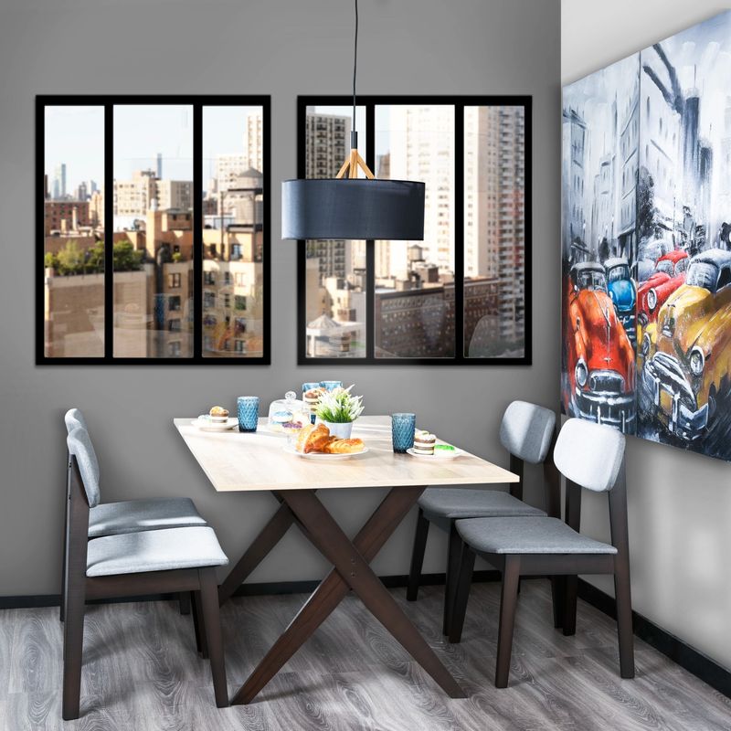 MUEBLES FIOTTI - Juego de comedor 4 puestos Fiotti gris Ekavali