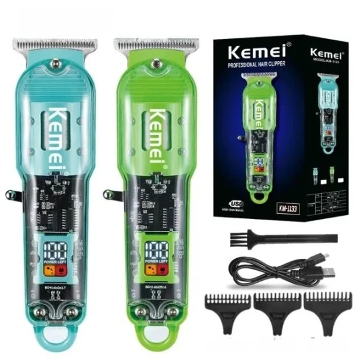 KEMEI - Máquina Cortadora Afeitadora Kemei Profesional Potente Recargable