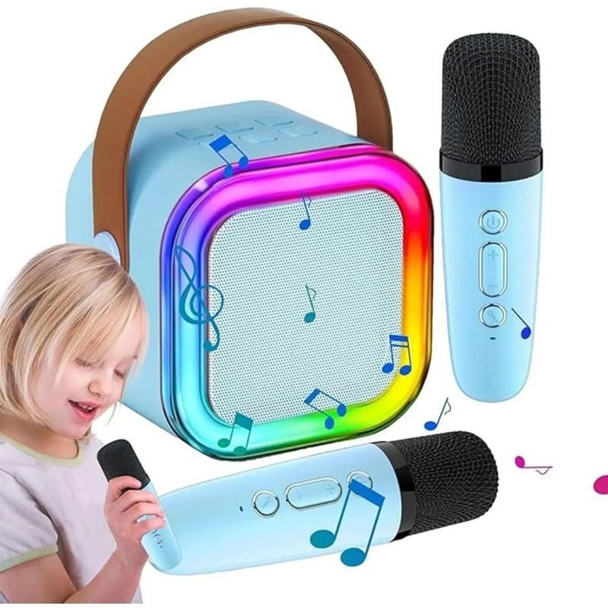 GENERAL - PARLANTE KARAOKE PORTABLE MINI CON MICROFONO CON LUZ  USB