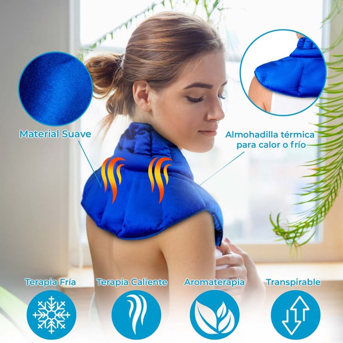 STYLE STARS - Manta Térmica para Dolores de Cuello y Espalda Aromaterapia Azul