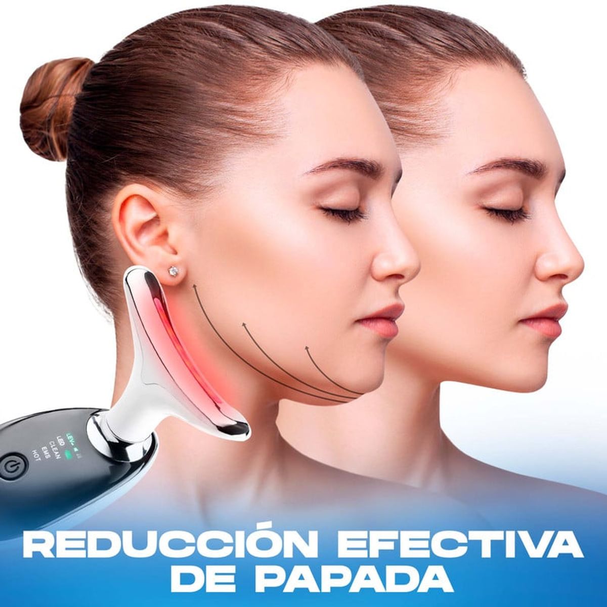 STYLE STARS - Reductor de Papada y Masajeador Facial Tecnología Iones LED