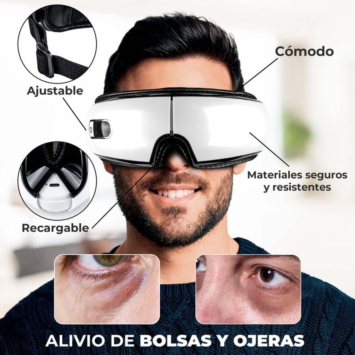 STYLE STARS - Masajeador de Ojos Inalámbrico Musicoterapia y Calefacción