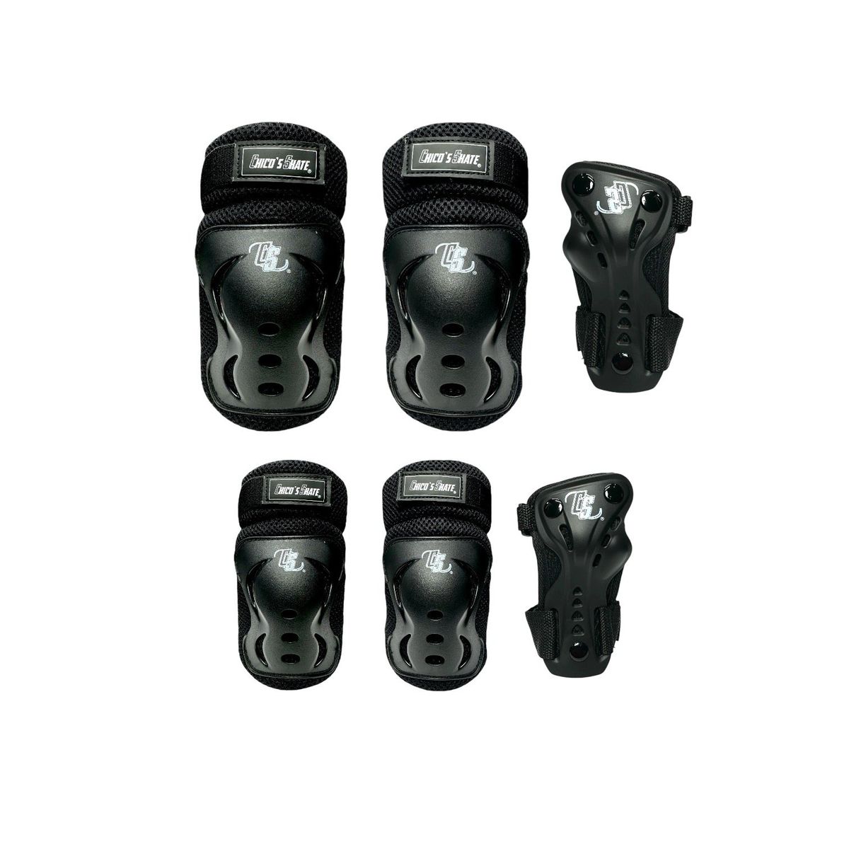 CHICOS - Protecciones Patinaje Rodilleras Coderas Y Guantes Negras S