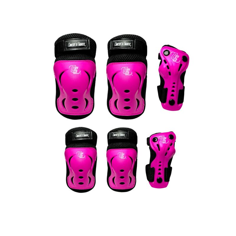 CHICOS - Protecciones Patinaje Rodilleras Coderas Y Guantes Fucsias M