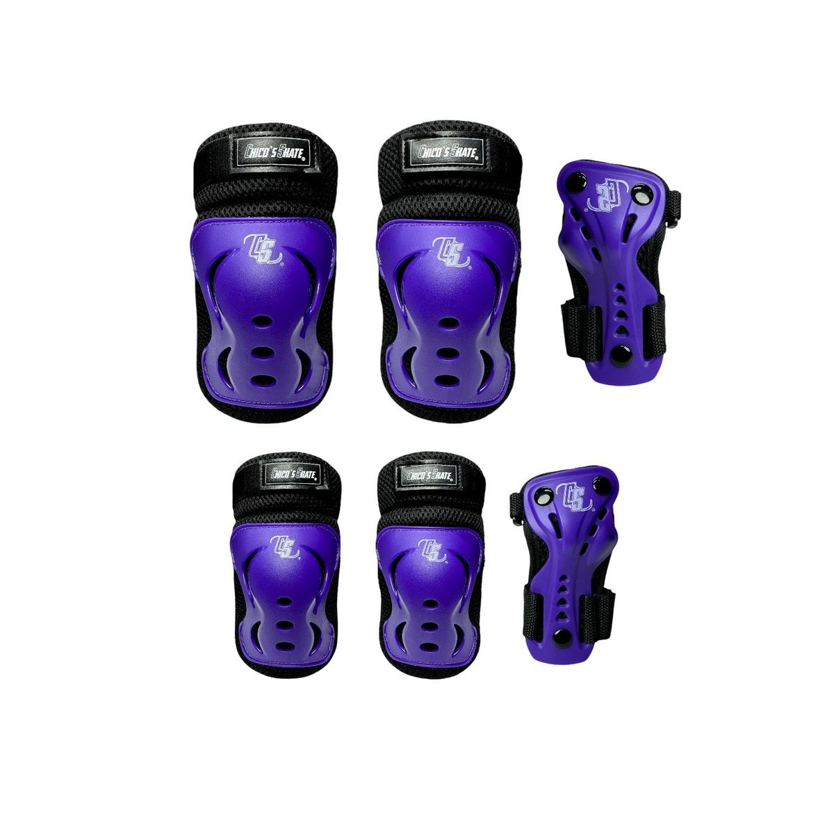CHICOS - Protecciones Patinaje Rodilleras Coderas Y Guantes Moradas M