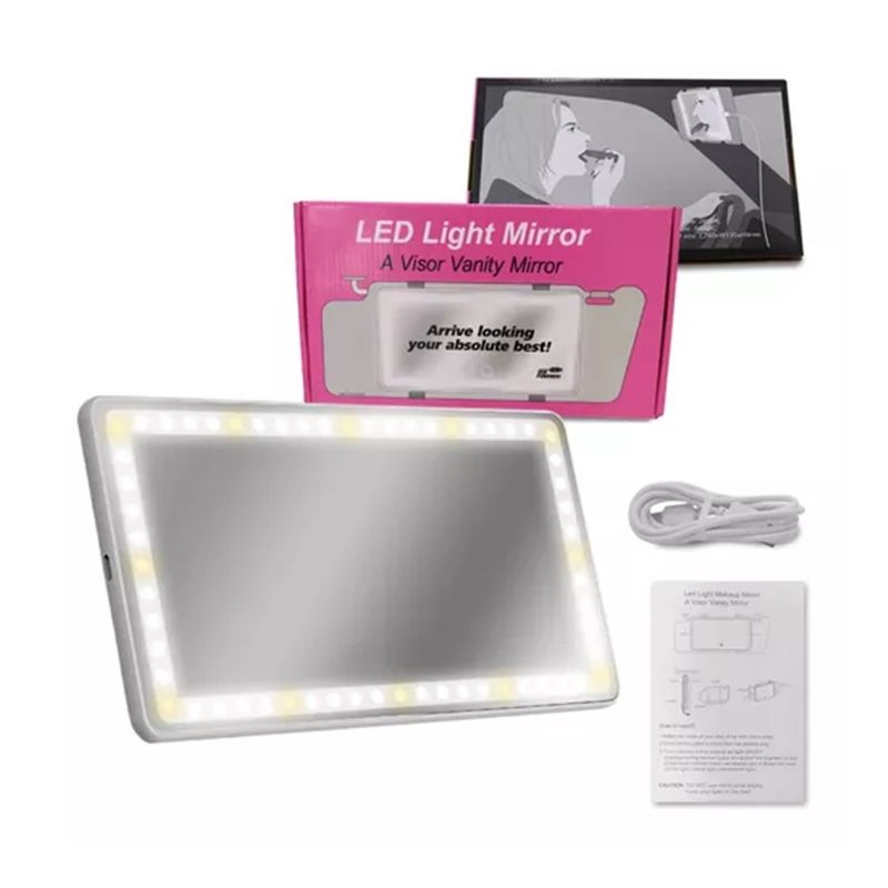 GENERICO - Espejo Palomera De Maquillaje Recargable Luz Led Para Carro