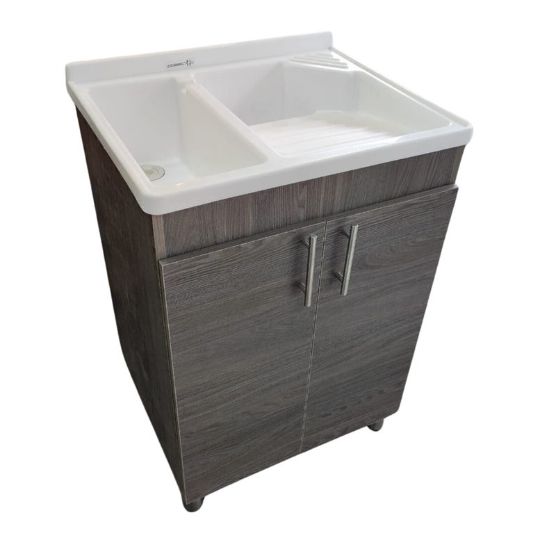 IDEAL - LAVADERO CON MUEBLE EN MADERA COLOR FRESNO HUMO 60X50X85