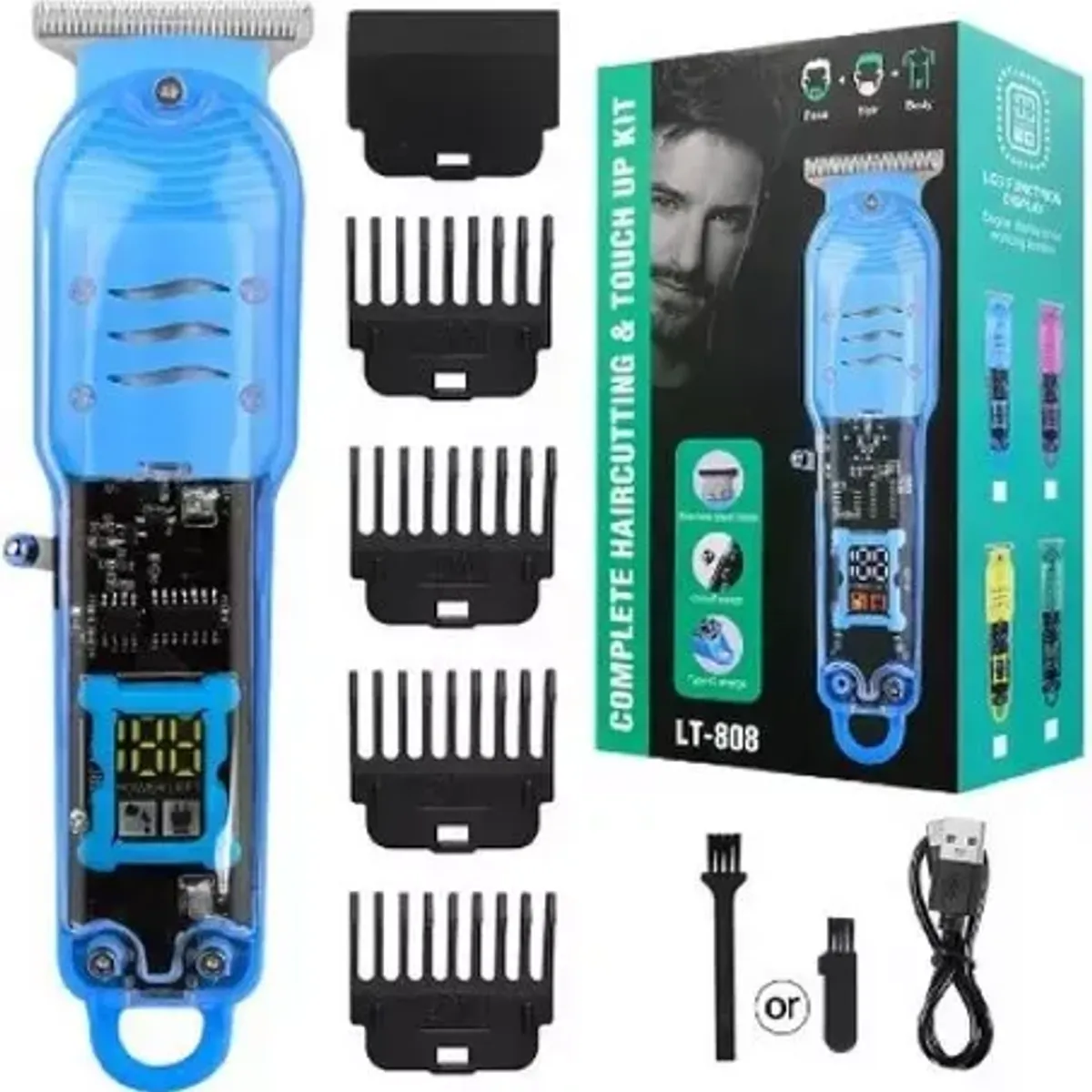 GENERICO - Máquina Cortadora Afeitadora Profesional 5 En 1 Recargable Barba, Cabello LT-808