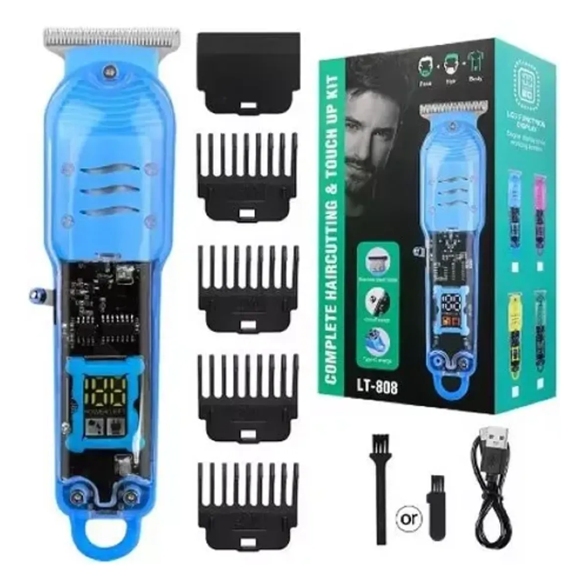 GENERICO - Máquina Cortadora Afeitadora Profesional 5 En 1 Recargable Barba, Cabello LT-808