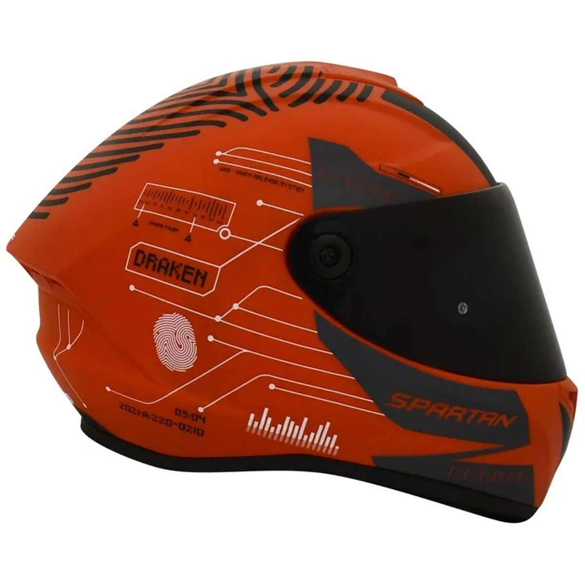 SPARTAN - CASCO MOTO SPARTAN DRAKEN FINGERPRINT ROJO MATE TALLA S