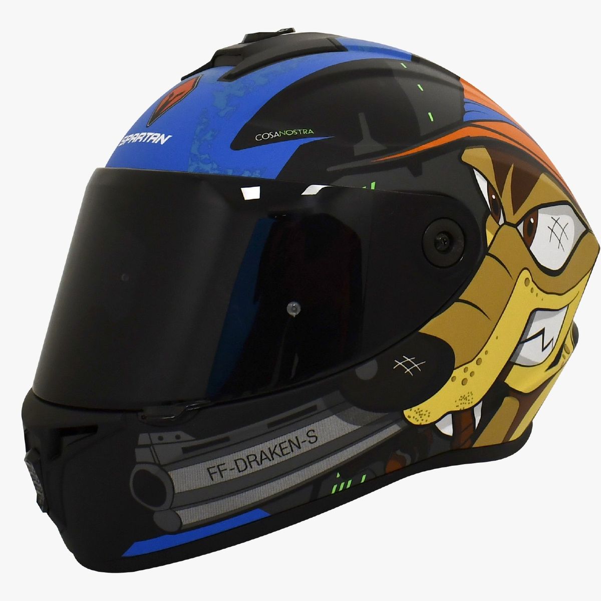SPARTAN - CASCO MOTO SPARTAN DRAKEN COSA NOSTRA NEGRO MATE TALLA S