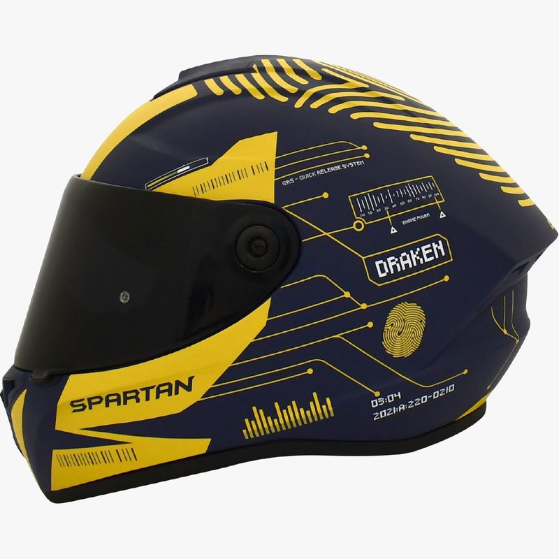 SPARTAN - CASCO MOTO SPARTAN DRAKEN FINGERPRINT AZUL MATE TALLA S