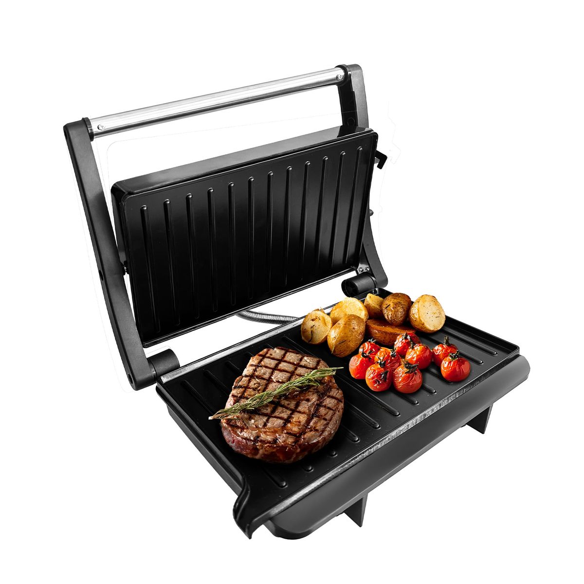 MERTEC - Asador Panini Grill Multifuncional Mertec Silver
