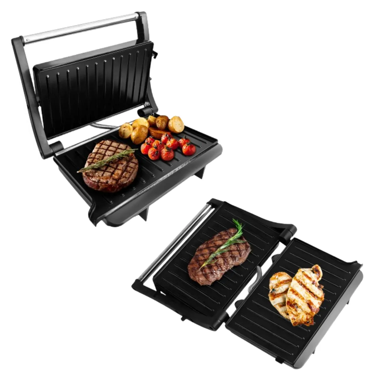 MERTEC - Asador Panini Grill Multifuncional Mertec Silver