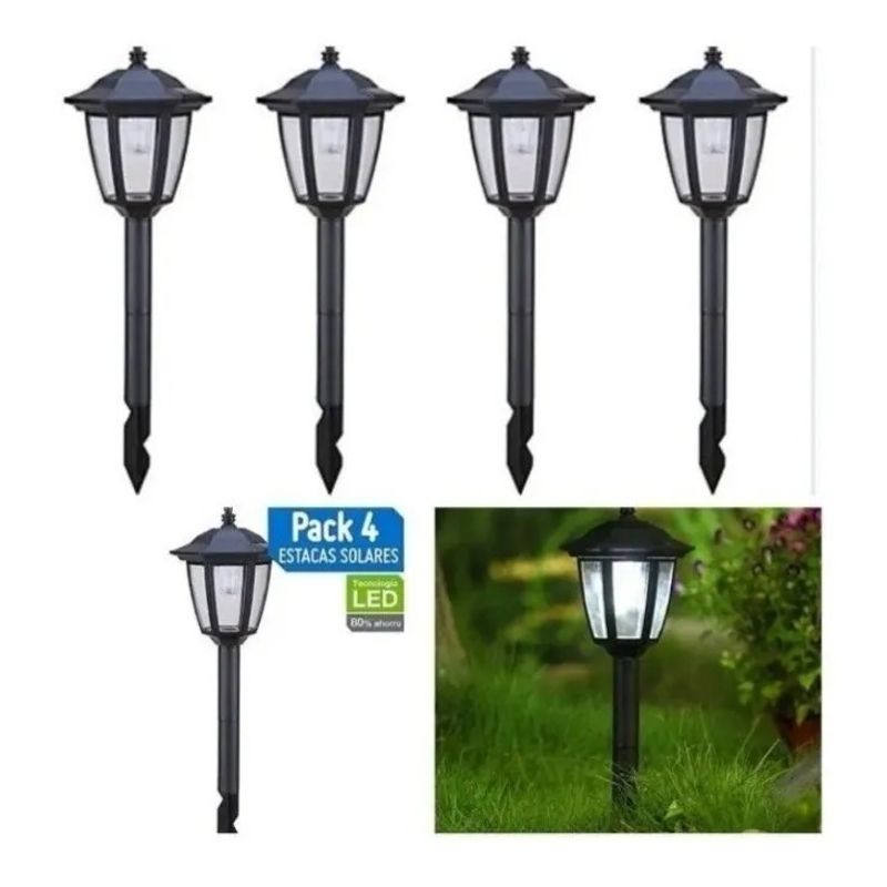 GENERICO - Lámpara Estaca Solar X 4 Unidades Impermeable Exteriores