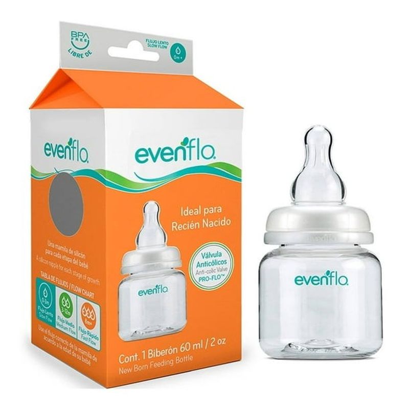 EVENFLO - Biberon Milk Recién Nacido 2 Onzas Linea Naranja- Evenflo
